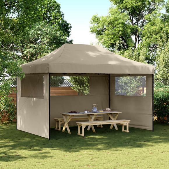 NNEVL Foldable Party Tent Pop-Up with 3 Sidewalls Taupe