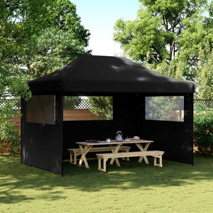 NNEVL Foldable Party Tent Pop-Up with 3 Sidewalls Black