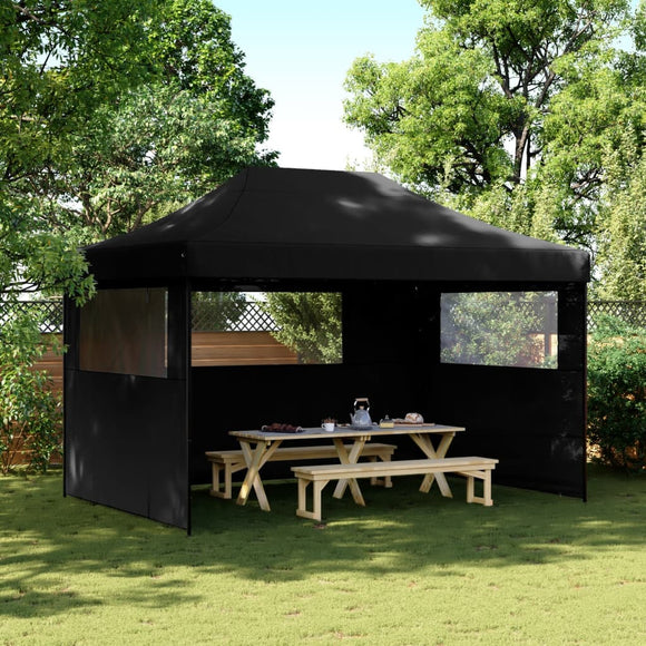 NNEVL Foldable Party Tent Pop-Up with 3 Sidewalls Black