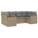 NNEVL 6 Piece Garden Sofa Set with Cushions Mix Beige Poly Rattan