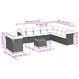NNEVL 11 Piece Garden Sofa Set with Cushions Black Poly Rattan