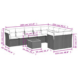 NNEVL 10 Piece Garden Sofa Set with Cushions Grey Poly Rattan