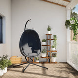NNEVL Hanging Egg Chair with Stand Anthracite Fabric and Steel