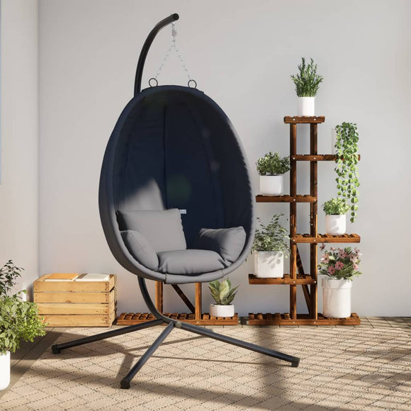 NNEVL Hanging Egg Chair with Stand Anthracite Fabric and Steel