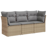NNEVL 3 Piece Garden Sofa Set with Cushions Beige Poly Rattan