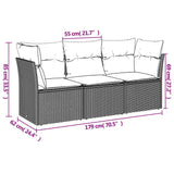 NNEVL 3 Piece Garden Sofa Set with Cushions Beige Poly Rattan