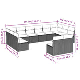 NNEVL 12 Piece Garden Sofa Set with Cushions Beige Poly Rattan