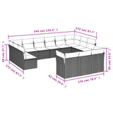 NNEVL 13 Piece Garden Sofa Set with Cushions Beige Poly Rattan
