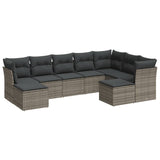 NNEVL 9 Piece Garden Sofa Set with Cushions Grey Poly Rattan