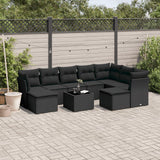 NNEVL 10 Piece Garden Sofa Set with Cushions Black Poly Rattan