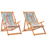 NNEVL Folding Beach Chairs 2 pcs Multicolour Fabric