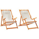 NNEVL Folding Beach Chairs 2 pcs Cream Fabric