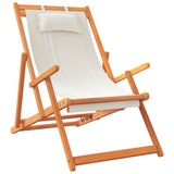 NNEVL Folding Beach Chairs 2 pcs Cream Fabric