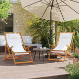NNEVL Folding Beach Chairs 2 pcs Cream Fabric