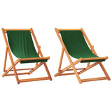 NNEVL Folding Beach Chairs 2 pcs Green Fabric