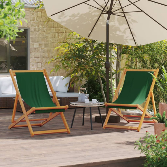 NNEVL Folding Beach Chairs 2 pcs Green Fabric