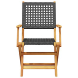 NNEVL Folding Garden Chairs 4 pcs Black Poly Rattan and Solid Wood
