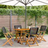 NNEVL Folding Garden Chairs 4 pcs Black Poly Rattan and Solid Wood