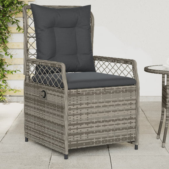 NNEVL Reclining Garden Chairs 2 pcs Grey Poly Rattan