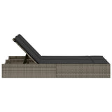 NNEVL Double Sun Lounger with Cushions Grey Poly Rattan