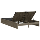 NNEVL Double Sun Lounger with Cushions Grey Poly Rattan
