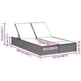 NNEVL Double Sun Lounger with Cushions Grey Poly Rattan