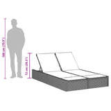 NNEVL Double Sun Lounger with Cushions Grey Poly Rattan