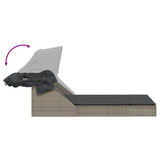 NNEVL Double Sun Lounger with Canopy and Cushions Grey Poly Rattan
