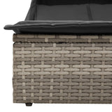 NNEVL Double Sun Lounger with Canopy and Cushions Grey Poly Rattan