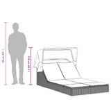 NNEVL Double Sun Lounger with Canopy and Cushions Grey Poly Rattan