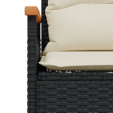 NNEVL Garden Bench with Cushions 116x62.5x74 cm Black Poly Rattan