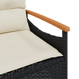 NNEVL Garden Bench with Cushions 116x62.5x74 cm Black Poly Rattan