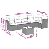 NNEVL 7 Piece Garden Sofa Set with Cushions Black Poly Rattan