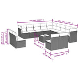 NNEVL 14 Piece Garden Sofa Set with Cushions Grey Poly Rattan