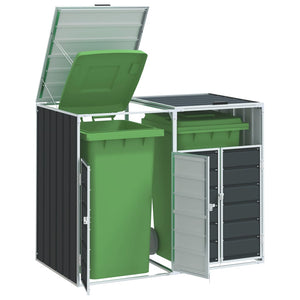 NNEVL Wheelie Bin Storage for Double Bins Anthracite 144x81x113 cm Steel