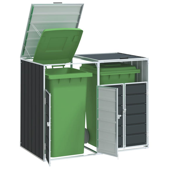 NNEVL Wheelie Bin Storage for Double Bins Anthracite 144x81x113 cm Steel
