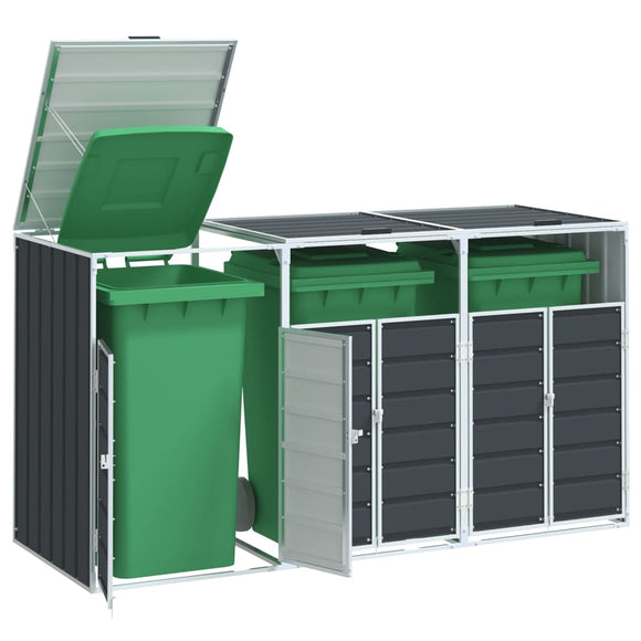 NNEVL Wheelie Bin Storage for Triple Bins Anthracite 216x81x115 cm Steel