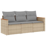 NNEVL 3 Piece Garden Sofa Set with Cushions Mix Beige Poly Rattan
