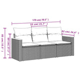 NNEVL 3 Piece Garden Sofa Set with Cushions Mix Beige Poly Rattan