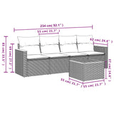 NNEVL 5 Piece Garden Sofa Set with Cushions Mix Beige Poly Rattan