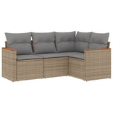 NNEVL 4 Piece Garden Sofa Set with Cushions Mix Beige Poly Rattan