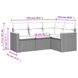 NNEVL 4 Piece Garden Sofa Set with Cushions Mix Beige Poly Rattan