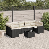 NNEVL 8 Piece Garden Sofa Set with Cushions Black Poly Rattan