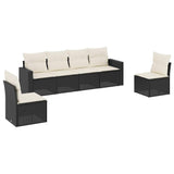 NNEVL 6 Piece Garden Sofa Set with Cushions Black Poly Rattan