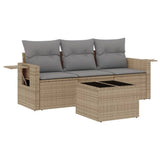 NNEVL 4 Piece Garden Sofa Set with Cushions Beige Poly Rattan