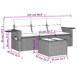 NNEVL 4 Piece Garden Sofa Set with Cushions Beige Poly Rattan