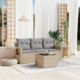 NNEVL 4 Piece Garden Sofa Set with Cushions Beige Poly Rattan