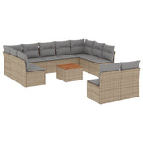NNEVL 12 Piece Garden Sofa Set with Cushions Mix Beige Poly Rattan