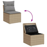 NNEVL 12 Piece Garden Sofa Set with Cushions Mix Beige Poly Rattan