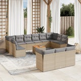 NNEVL 14 Piece Garden Sofa Set with Cushions Mix Beige Poly Rattan
